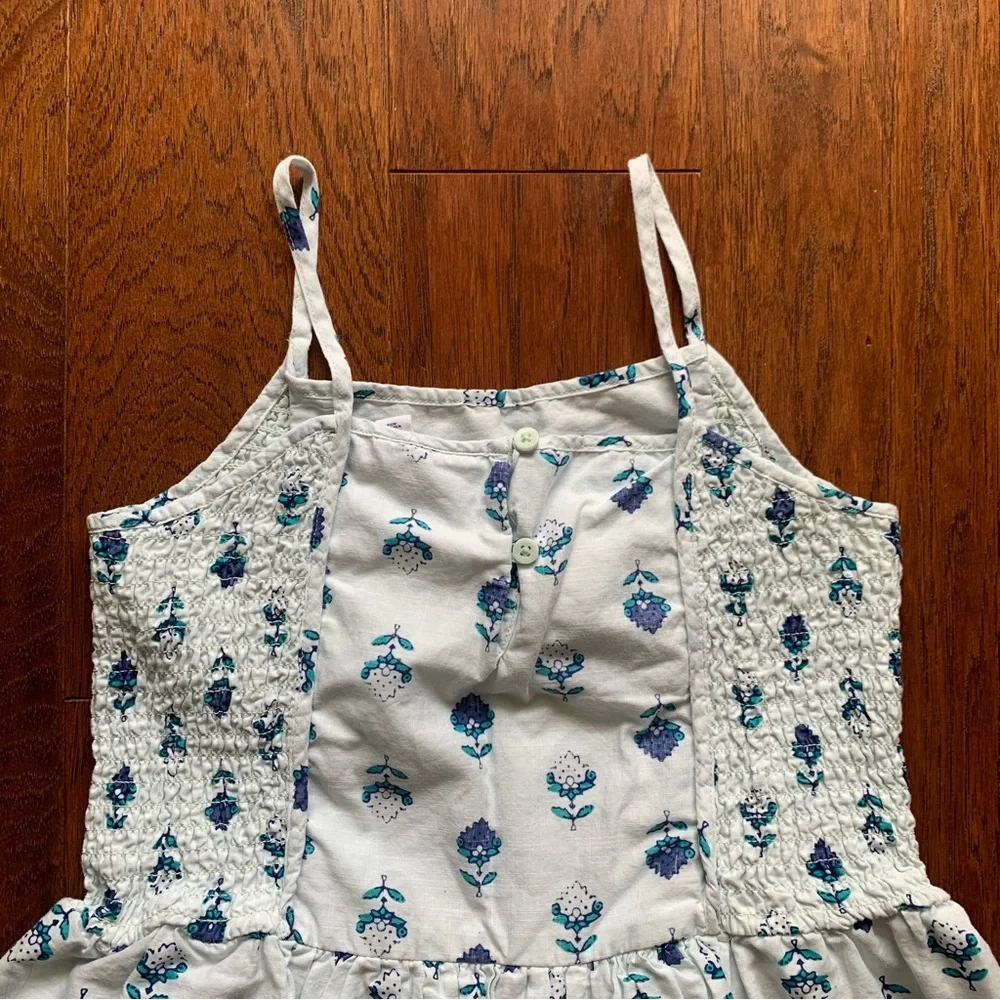GAP Girls Blue Boho Floral Smocked Cotton Dress | Size XL